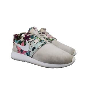 Nike Shoes Womens 7.5 Sneakers Athletic Roshe One Lifestyle White Floral Aloha